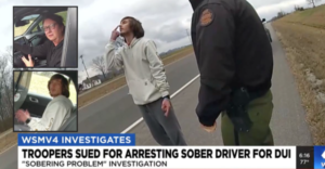 Thomas Manis takes a field sobriety test administered by Tennessee Highway Patrol (WSMV)